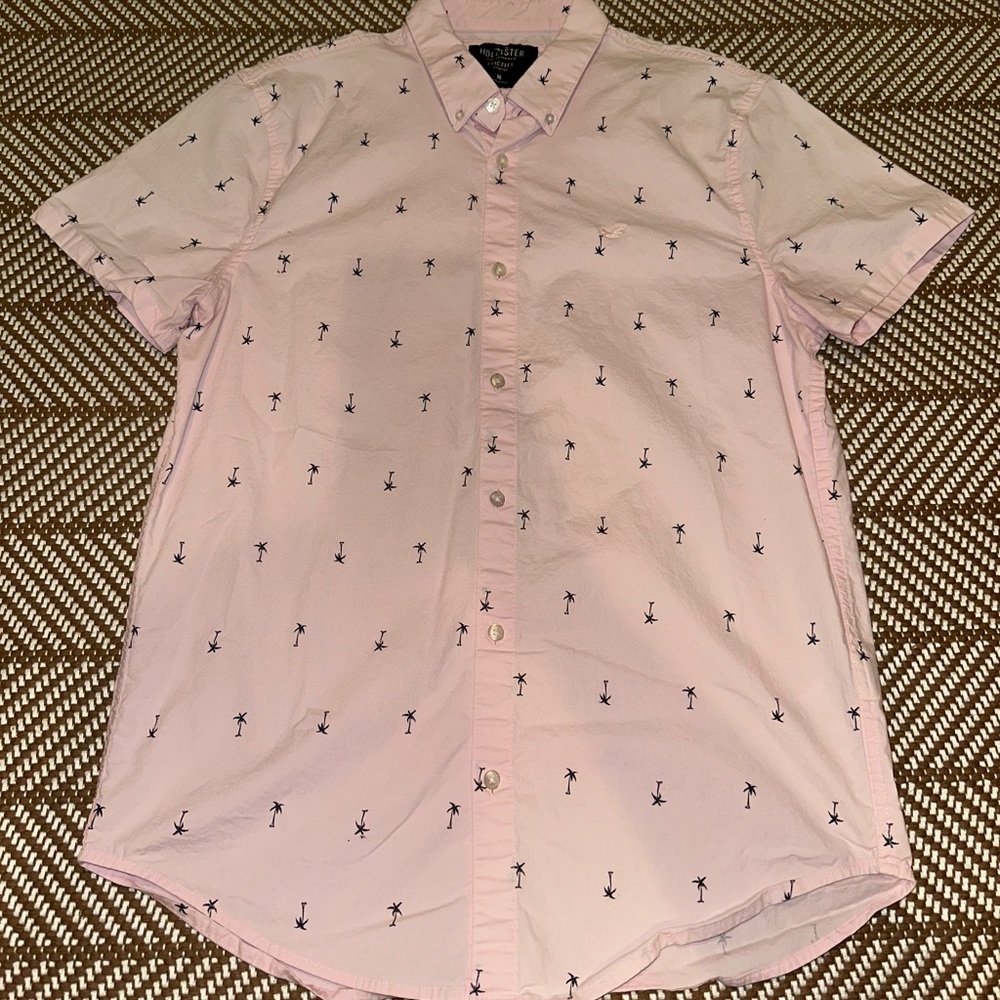 Pink Palm Tree Print Men's Shirt